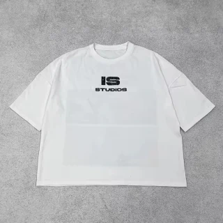 Camiseta masculina oversized de algodão pesado com ajuste quadrado · 1