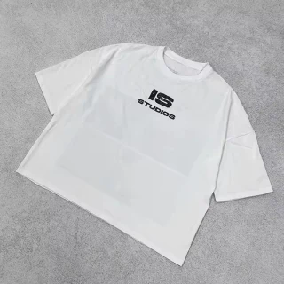 Camiseta masculina oversized de algodão pesado com ajuste quadrado · 4