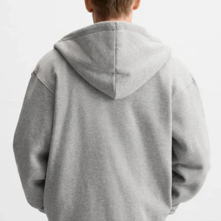 Übergroßer, schwerer Herren-Kapuzenpullover aus Baumwolle mit Reißverschluss · 3