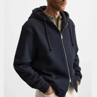 Übergroßer, schwerer Herren-Kapuzenpullover aus Baumwolle mit Reißverschluss · 5