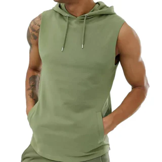 Sweat à capuche sans manches en coton pour hommes · 4