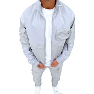 Men's zip-up cargo polyester joggers · 3