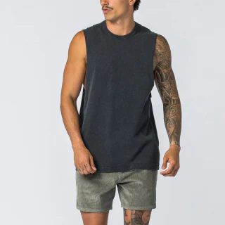 Men's heavyweight acid-wash sleeveless cotton tank top · 5