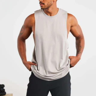 Camisetas sin mangas respirables del gimnasio de Spandex del algodón atlético al por mayor de encargo para los hombres · 1