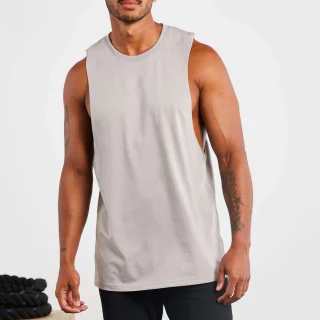 Camisetas sin mangas respirables del gimnasio de Spandex del algodón atlético al por mayor de encargo para los hombres · 2