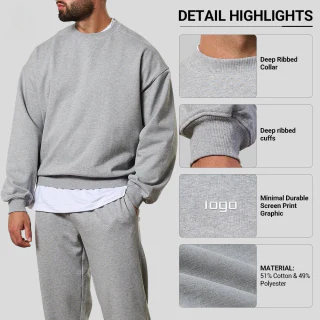 Sweat homme ras de cou oversize boxy en coton/polyester · 2
