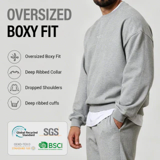 Sweat homme ras de cou oversize boxy en coton/polyester · 3