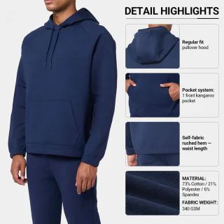 Men's heavyweight cotton/polyester hoodie · 340 GSM · 3