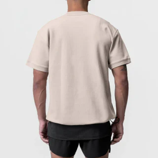 Camiseta masculina oversized de algodão pesado · 2