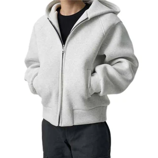 Sweat à capuche zippé épais coupe boxy · 1
