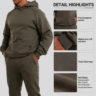 Felpa con cappuccio oversize da uomo in cotone/poliestere raglan pesante · 2
