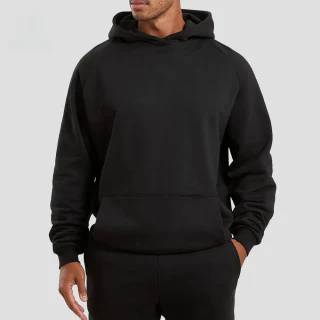 Felpa con cappuccio oversize da uomo in cotone/poliestere raglan pesante · 4