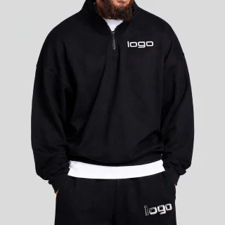 Moletom masculino oversized de algodão/poliéster com zíper · 1