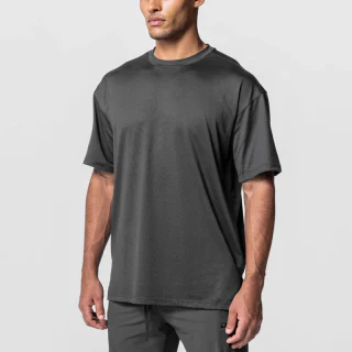 メンズ オーバーサイズ 速乾性 軽量 コットン/ポリエステル Tシャツ · 1