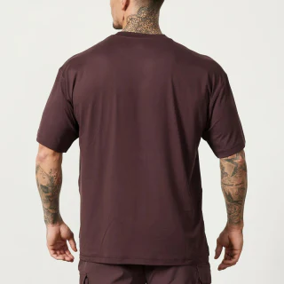 Camiseta masculina oversized de algodão pesado · 2