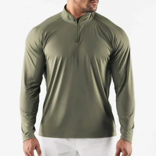 Slim-Fit-Langarm-T-Shirt für Herren mit Viertelreißverschluss · 1