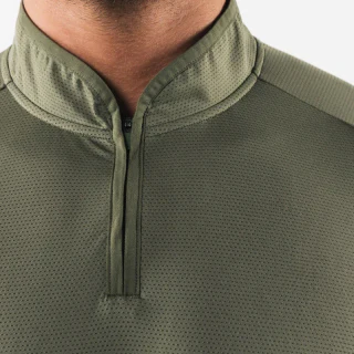 Slim-Fit-Langarm-T-Shirt für Herren mit Viertelreißverschluss · 2