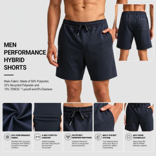 Pantalón corto de poliéster para hombre. · 2