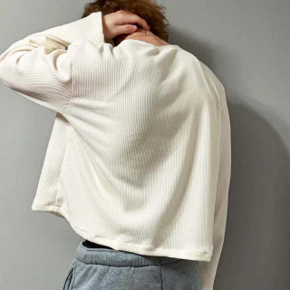 T-shirt oversize en maille gaufrée Boxy Fit en coton · 4