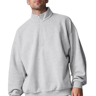 Casaco com capuz oversized de algodão com fecho de quarto para homem · 1