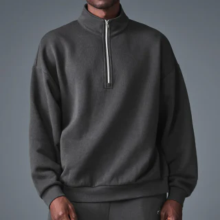 Casaco com capuz oversized de algodão com fecho de quarto para homem · 4