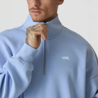 Felpa con cappuccio da uomo in cotone/poliestere con zip a un quarto · 3