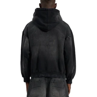 Sweat à capuche oversize homme en coton épais délavé à l'acide · 3