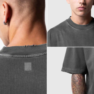 เสื้อยืดโอเวอร์ไซส์ผ้าฝ้ายทรงกล่องสำหรับผู้ชาย · 3