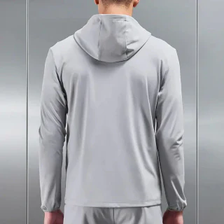 男式修身拉鍊聚酯纖維/氨綸連帽衫 · 2