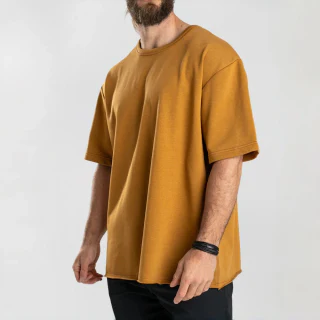 เสื้อยืดโอเวอร์ไซส์ผ้าฝ้ายเนื้อหนาทรงกล่องสำหรับผู้ชาย · 1