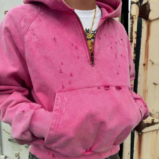 Men's boxy-fit heavyweight quarter-zip cotton hoodie · 1