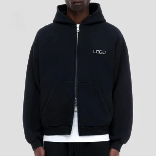 Sweat à capuche zippé épais pour hommes · 420 GSM · 1