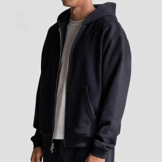 Sweat à capuche zippé en coton épais pour homme · 1