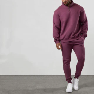 Sweat homme quart de zip coton/polyester · 2