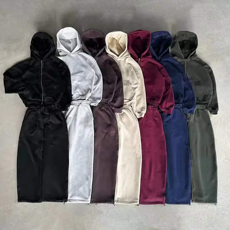 Men's oversized heavyweight zip-up cotton tracksuit