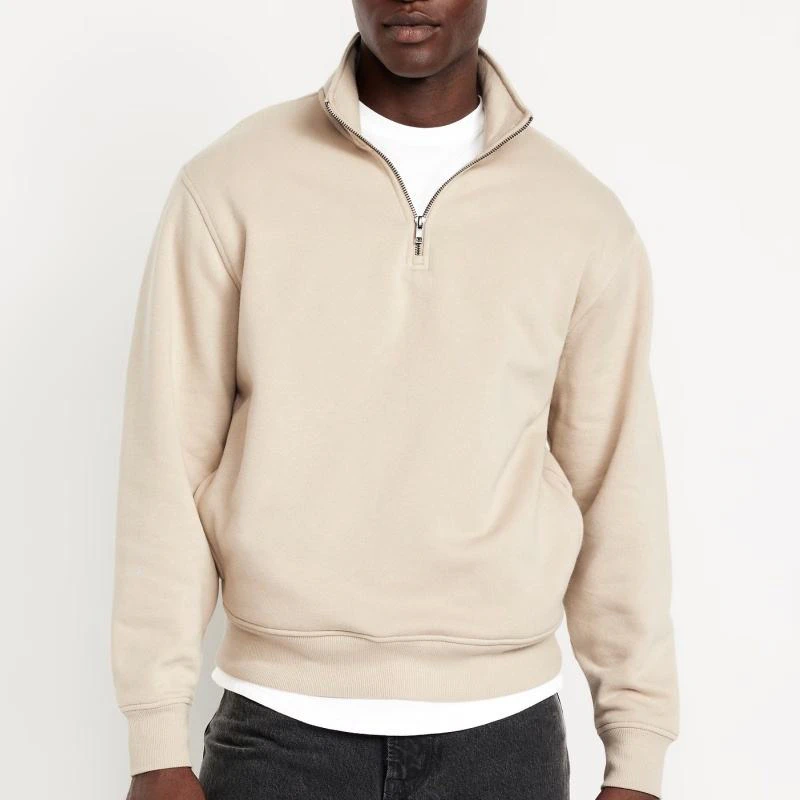 Men's quarter-zip cotton hoodie · 1