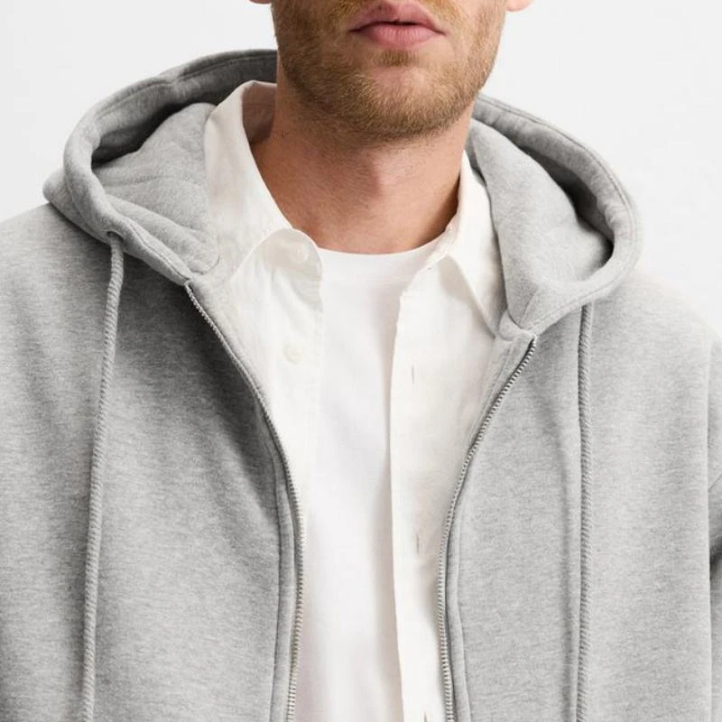 Übergroßer, schwerer Herren-Kapuzenpullover aus Baumwolle mit Reißverschluss · 2