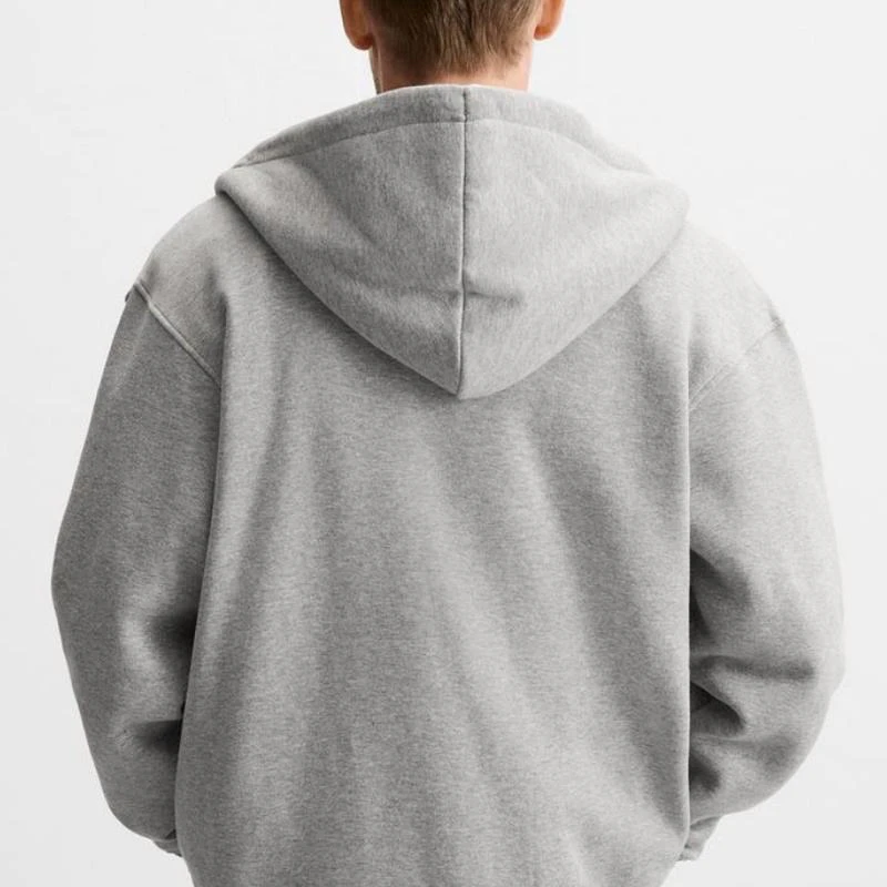 Übergroßer, schwerer Herren-Kapuzenpullover aus Baumwolle mit Reißverschluss · 3