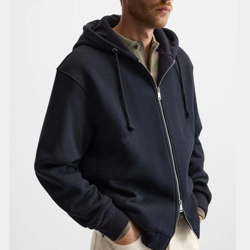 Übergroßer, schwerer Herren-Kapuzenpullover aus Baumwolle mit Reißverschluss · 5