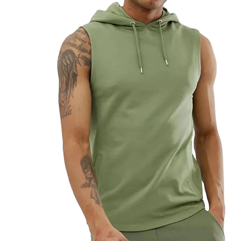 Sweat à capuche sans manches en coton pour hommes · 3