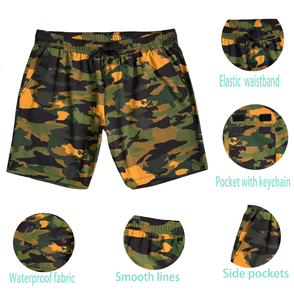 Schnell trocknende Herren-Badeshorts aus Polyester/Spandex · 2