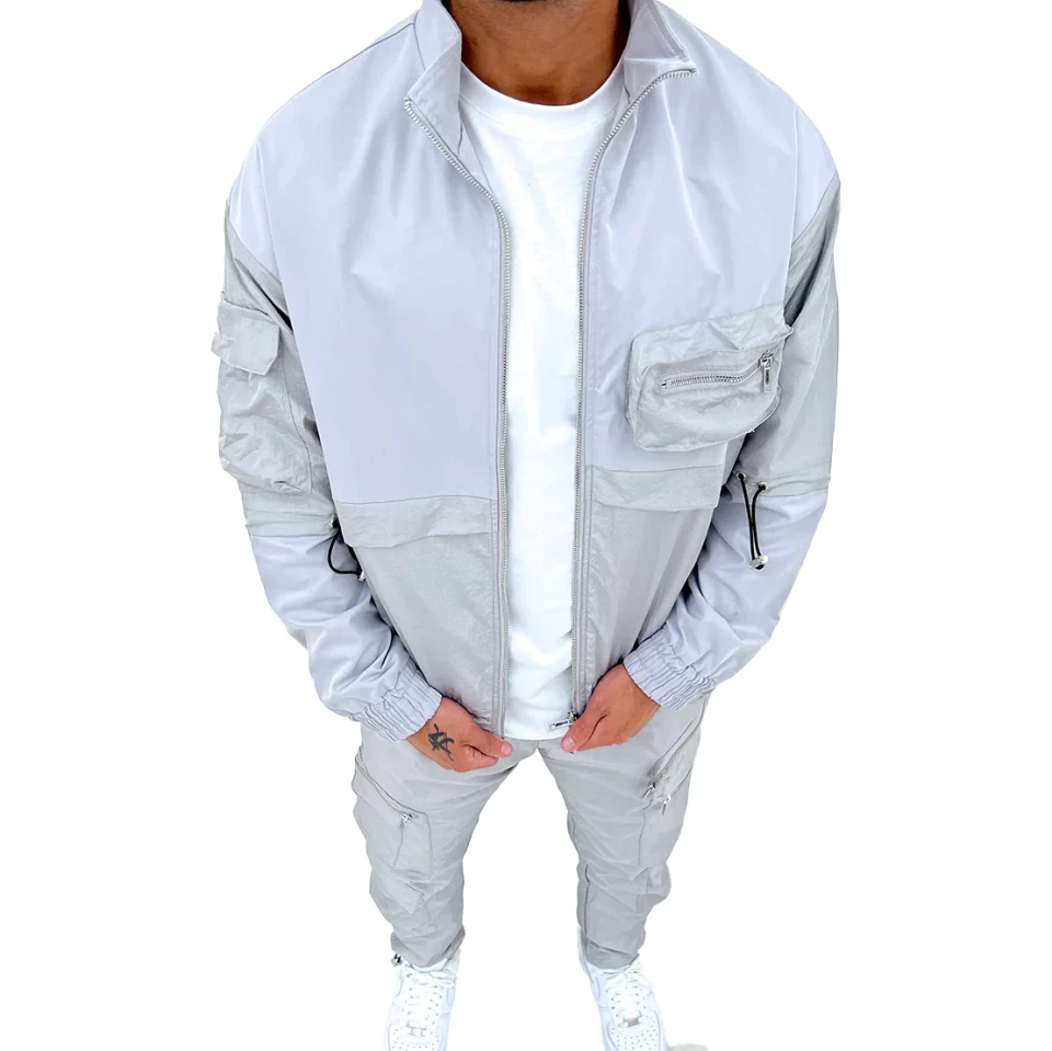 Men's zip-up cargo polyester joggers · 3