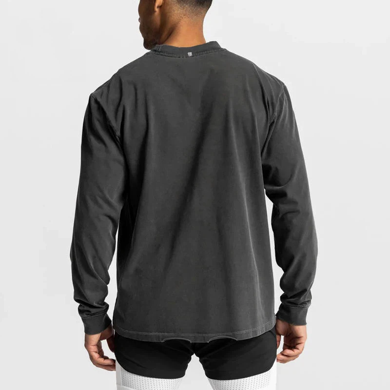 T-shirt girocollo da uomo a maniche lunghe pesante · 2