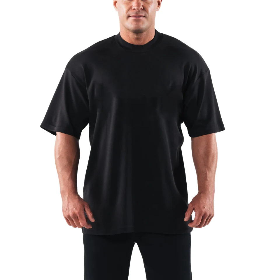 Camiseta masculina oversized de algodão pesado · 1