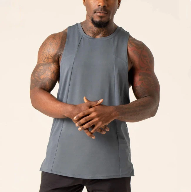 Custom Wholesale Athletic Cotton Spandex Breathable Gym tank Top for Men · 1