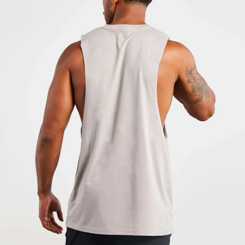 Camisetas sin mangas respirables del gimnasio de Spandex del algodón atlético al por mayor de encargo para los hombres · 3