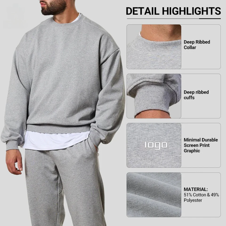 Sweat homme ras de cou oversize boxy en coton/polyester · 2