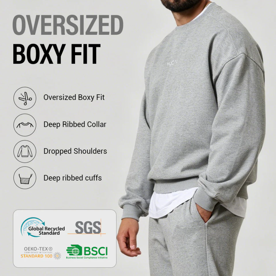 Sweat homme ras de cou oversize boxy en coton/polyester · 3
