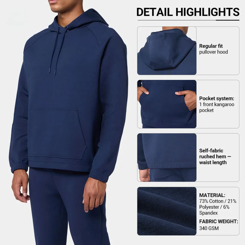 Men's heavyweight cotton/polyester hoodie · 340 GSM · 3