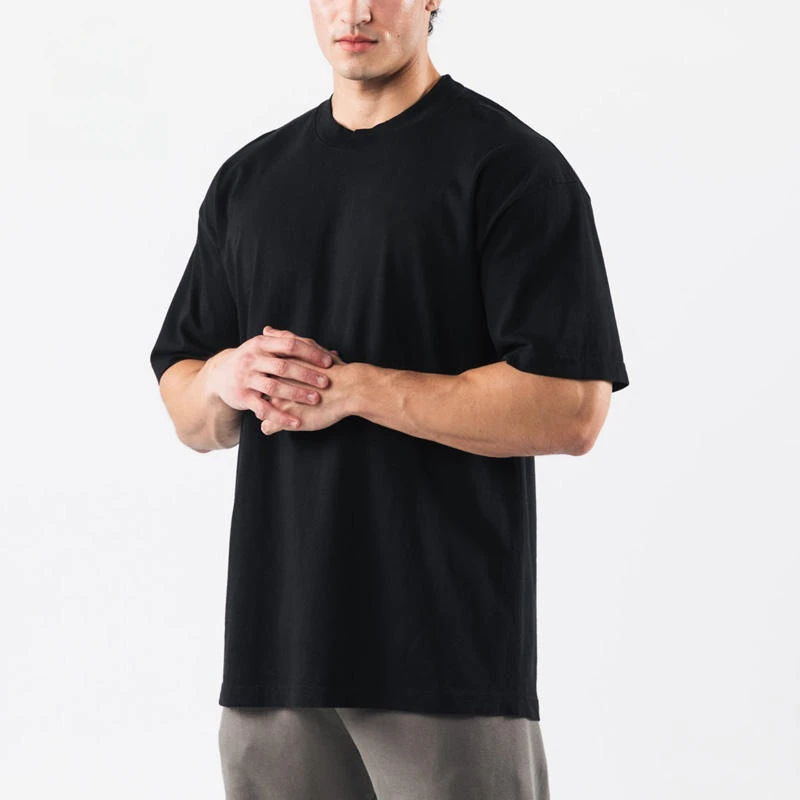Camiseta masculina oversized de algodão pesado · 1
